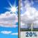 Monday: A 20 percent chance of showers and thunderstorms after 1pm.  Mostly sunny, with a high near 95. South wind around 5 mph becoming west northwest in the afternoon. 